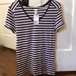 Maroon and white striped T-shirt new with tags